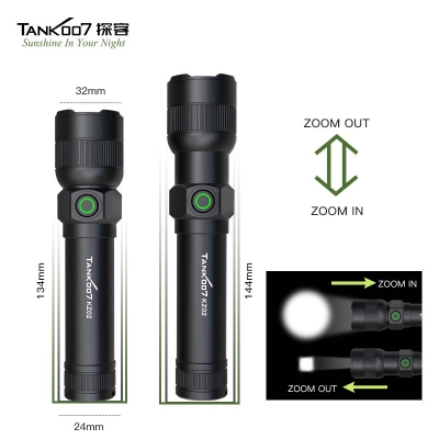 TANK007探客戶(hù)外直充調焦手電筒KZ02 LED變焦強光手電